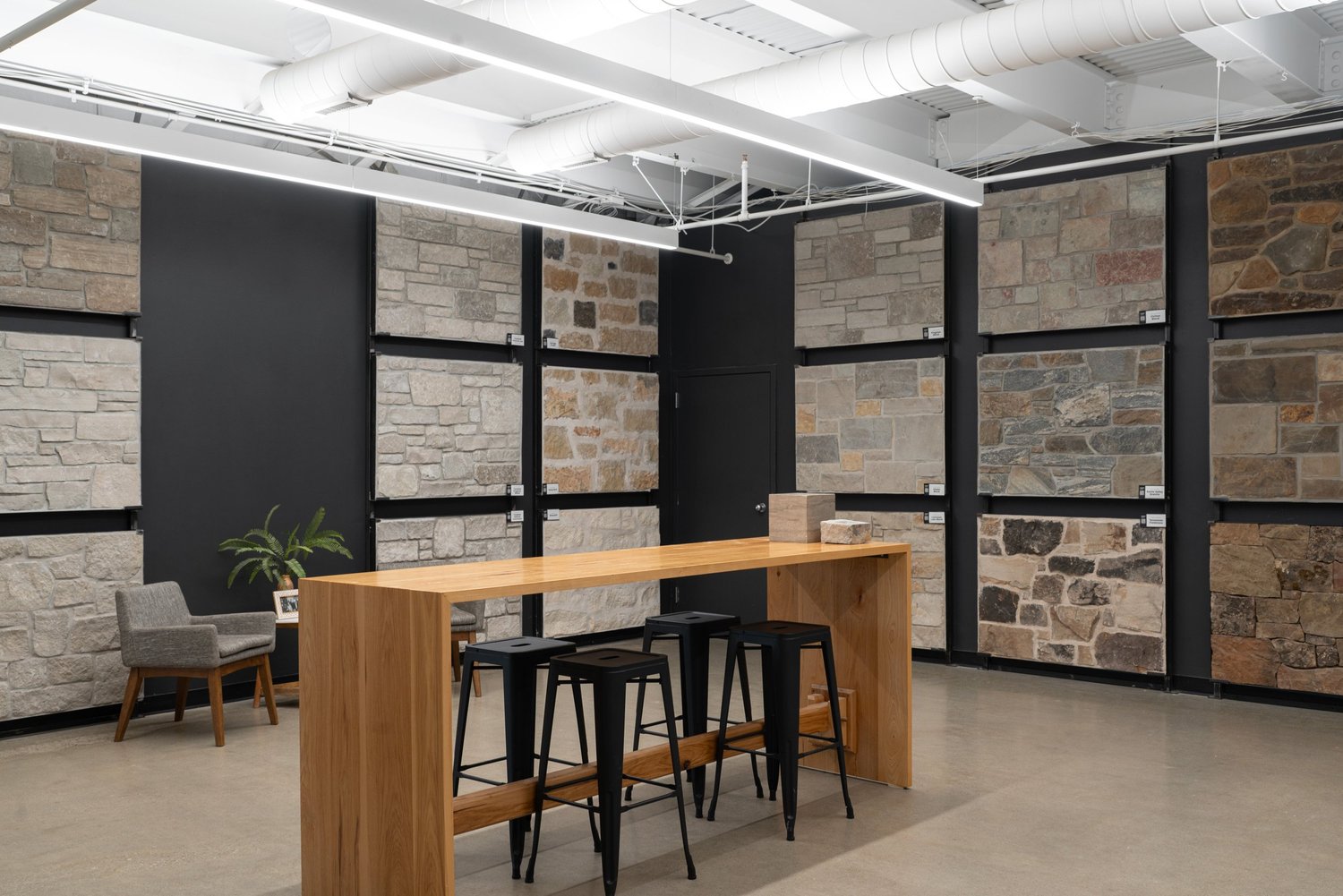 Masonmade Design Studio and Showroom with veneer sample walls